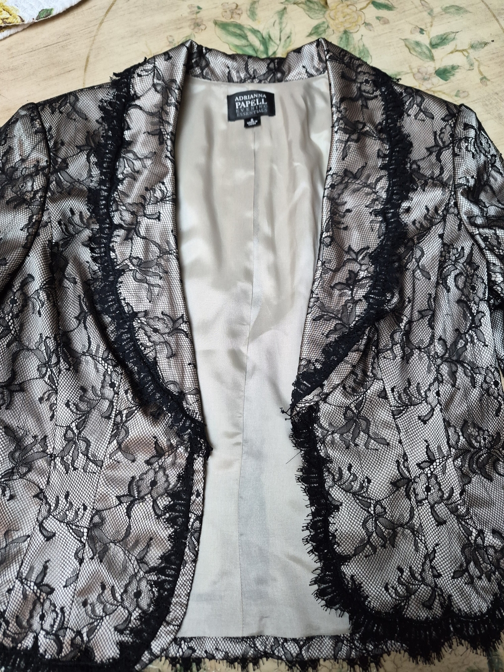 Adrianna Papell Black Lace Overlay Jacket